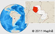 Shaded Relief Location Map of Boqueron, highlighted country, within the entire country