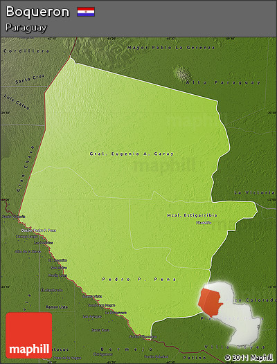 Physical Map of Boqueron, darken