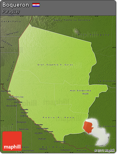 Physical Map of Boqueron, darken
