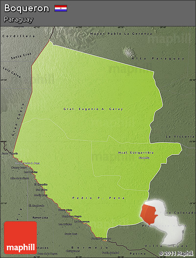 Physical Map of Boqueron, darken, semi-desaturated