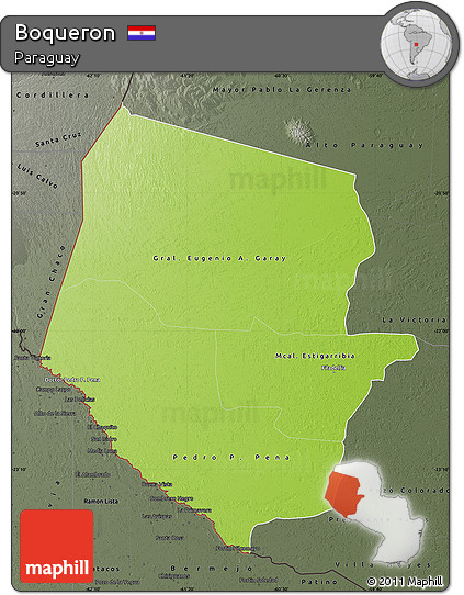 Physical Map of Boqueron, darken, semi-desaturated