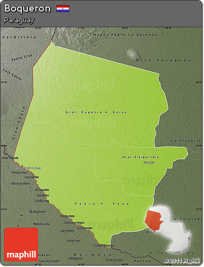 Physical Map of Boqueron, darken, semi-desaturated