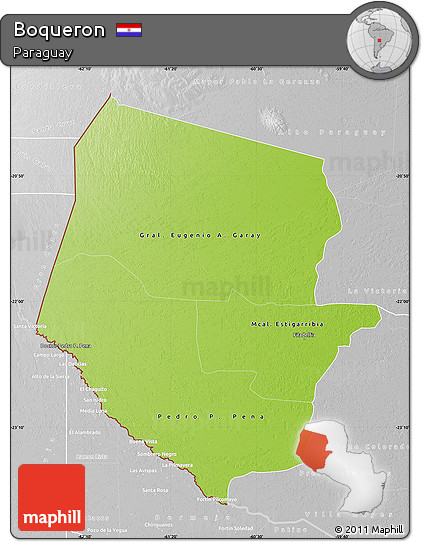 Physical Map of Boqueron, lighten, desaturated