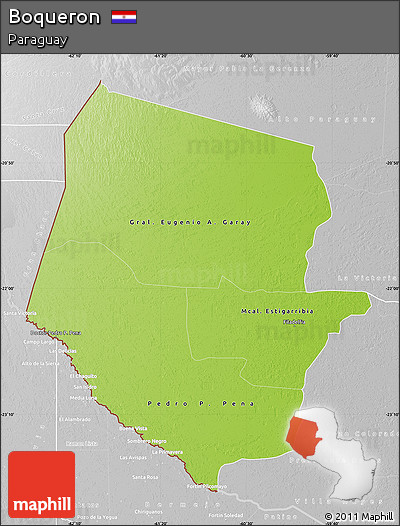 Physical Map of Boqueron, lighten, desaturated