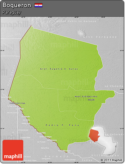 Physical Map of Boqueron, lighten, desaturated