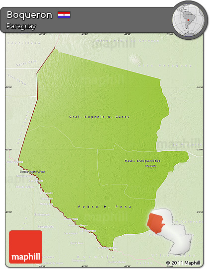 Physical Map of Boqueron, lighten