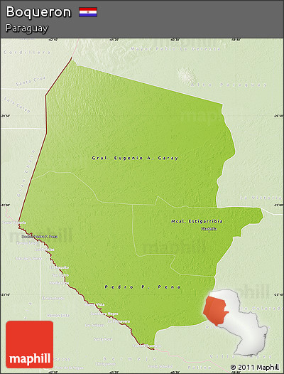 Physical Map of Boqueron, lighten