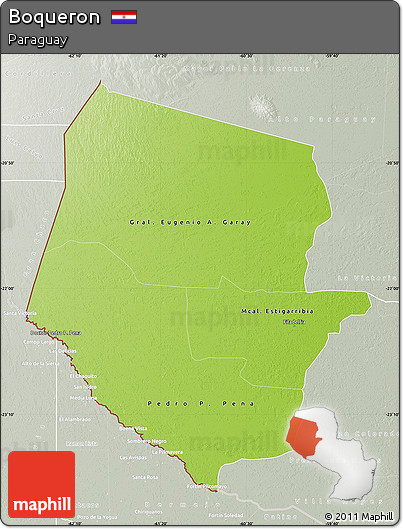 Physical Map of Boqueron, lighten, semi-desaturated