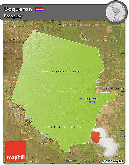 Physical Map of Boqueron, satellite outside