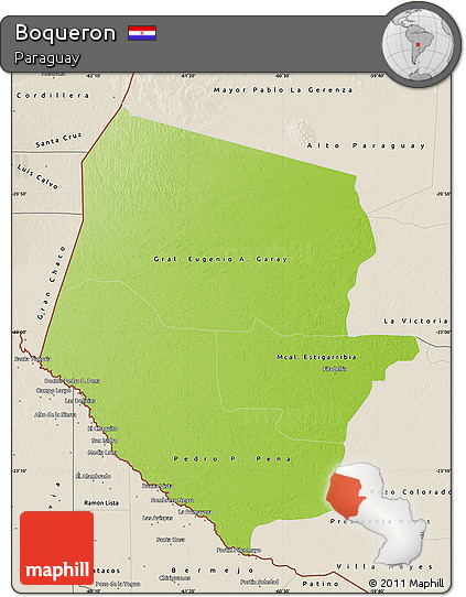 Physical Map of Boqueron, shaded relief outside