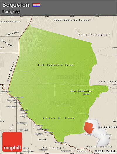 Physical Map of Boqueron, shaded relief outside