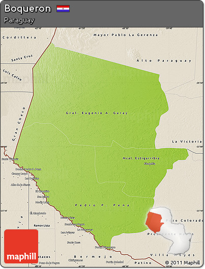 Physical Map of Boqueron, shaded relief outside