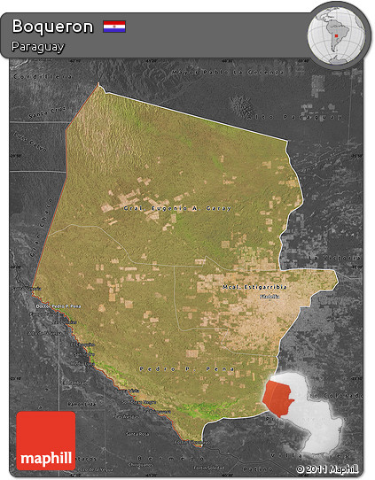 Satellite Map of Boqueron, darken, desaturated