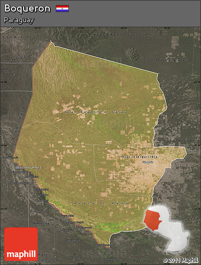 Satellite Map of Boqueron, darken, semi-desaturated