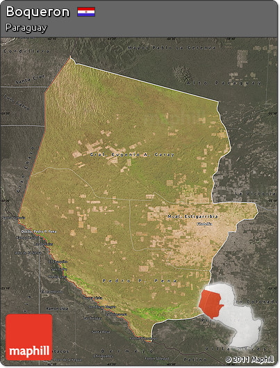 Satellite Map of Boqueron, darken, semi-desaturated