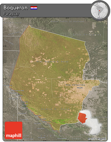 Satellite Map of Boqueron, semi-desaturated