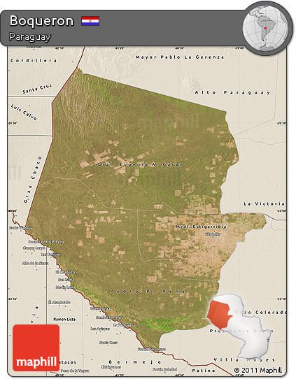 Satellite Map of Boqueron, shaded relief outside