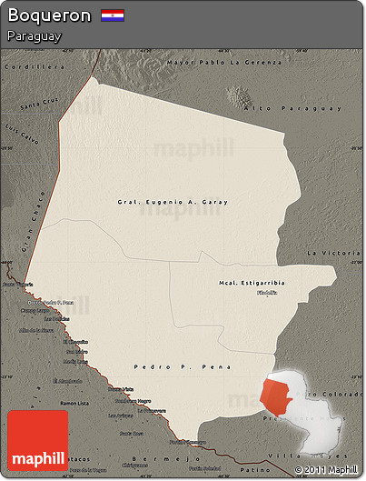 Shaded Relief Map of Boqueron, darken