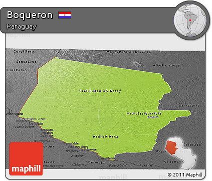 Physical Panoramic Map of Boqueron, darken, desaturated