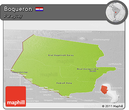 Physical Panoramic Map of Boqueron, lighten, desaturated