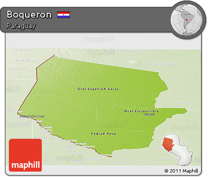 Physical Panoramic Map of Boqueron, lighten