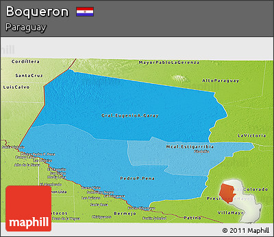 Political Shades Panoramic Map of Boqueron, physical outside