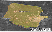 Satellite Panoramic Map of Boqueron, darken, desaturated