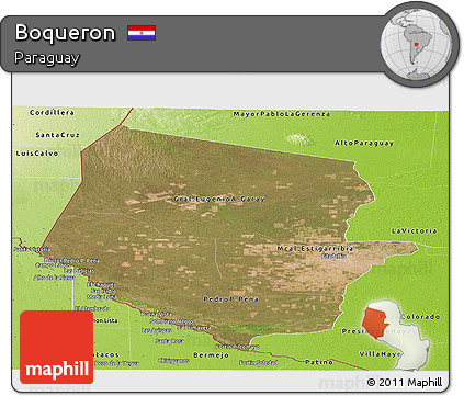 Satellite Panoramic Map of Boqueron, physical outside