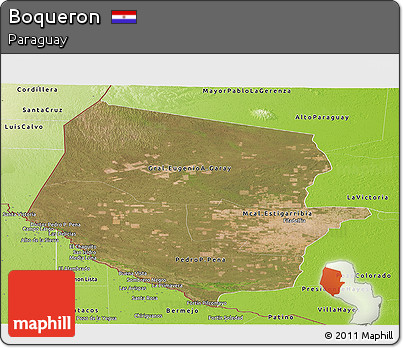 Satellite Panoramic Map of Boqueron, physical outside