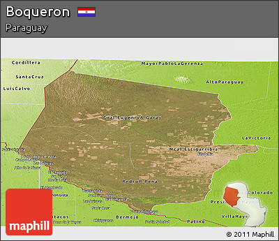 Satellite Panoramic Map of Boqueron, physical outside