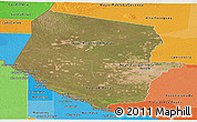 Satellite Panoramic Map of Boqueron, political shades outside