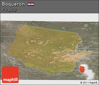Satellite Panoramic Map of Boqueron, semi-desaturated
