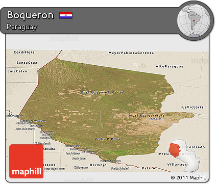 Satellite Panoramic Map of Boqueron, shaded relief outside