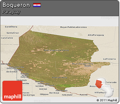 Satellite Panoramic Map of Boqueron, shaded relief outside