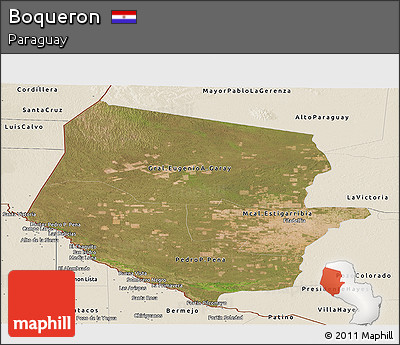 Satellite Panoramic Map of Boqueron, shaded relief outside