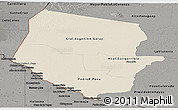 Shaded Relief Panoramic Map of Boqueron, darken, semi-desaturated
