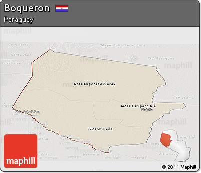 Shaded Relief Panoramic Map of Boqueron, lighten, semi-desaturated