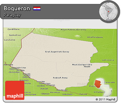 Shaded Relief Panoramic Map of Boqueron, physical outside