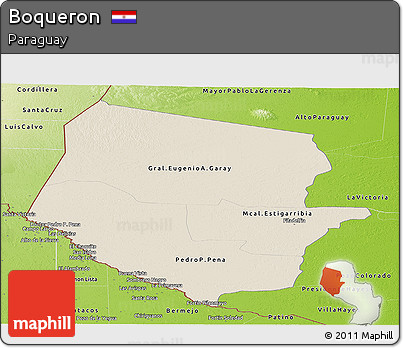 Shaded Relief Panoramic Map of Boqueron, physical outside
