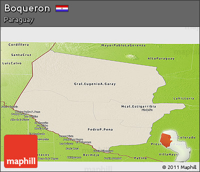 Shaded Relief Panoramic Map of Boqueron, physical outside