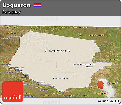 Shaded Relief Panoramic Map of Boqueron, satellite outside