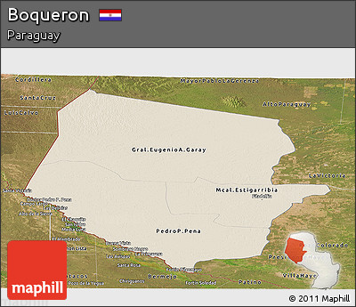 Shaded Relief Panoramic Map of Boqueron, satellite outside