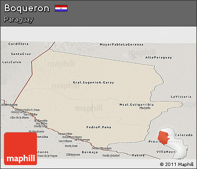 Shaded Relief Panoramic Map of Boqueron, semi-desaturated