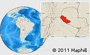 Shaded Relief Location Map of Pedro P. Pena