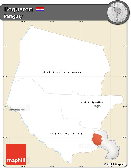 Classic Style Simple Map of Boqueron, single color outside