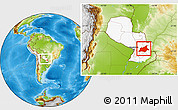 Physical Location Map of Caaguazu, highlighted country, within the entire country