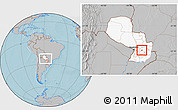Gray Location Map of R.I. 3 Corrales, highlighted country, within the entire country, hill shading
