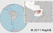 Gray Location Map of R.I. 3 Corrales, highlighted country, highlighted parent region, hill shading