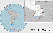 Gray Location Map of R.I. 3 Corrales, highlighted country, hill shading