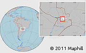 Gray Location Map of R.I. 3 Corrales, highlighted parent region, hill shading